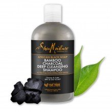 African Black Soap Bamboo Charcoal Champú | Shea Moisture | 384 ml | DETOX - Carbón Activo | Cabellos Largos con Puntas Secas
