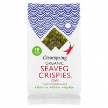 Seaveg Crispies de Alga Nori Chilli Bio | ClearSpring | 4g |Aperitivos saludables
