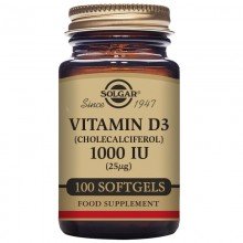 vitamina D3  | Solgar  | 100 cáps de 1000 IU (25 µg) | Aceite Hígado de Pescado | Inmunidad especialmente para invierno