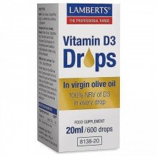 Vitamina D3 líquida  | Lamberts  | 20ml. (600 gotas) | Inmunidad - Huesos y Dientes Sanos