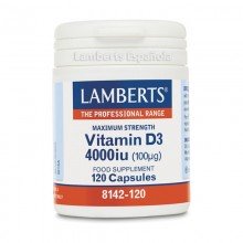 Vitamina D3 | Lamberts | 120 cáps de 4000 IU (100 µgr)  | Inmunidad - Huesos y Dientes Sanos
