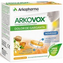 Arkovox Dolor de Garganta miel-limón | Arkopharma | 20 Comp. | Dolor de garganta