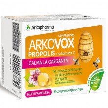 Arkovox Própolis + Vitamina C sabor frambuesa | Arkopharma | 24 Comp. 30 + 20 mg | Suavizar garganta - S. inmune