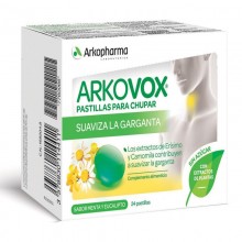 Arkovox Pastillas para chupar Menta Eucalipto| Arkopharma | 24 Past. 24 + 12 mg | Suavizar garganta