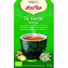 Yogi Tea| Té Verde Energía| Nutrition & Santé | 17 bolsas| Té Verde, kombucha, guaraná, hierba limón, flor sauco - Estimulante