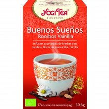 Yogi Tea| Buenos sueños Rooibos Vainilla| Nutrition & Santé | 17 bolsas|Camomila, Rooibos, Cacao, Vainilla, Jengibre - Relajante
