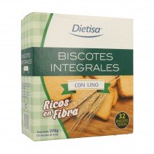 Biscotes Integrales con Lino | Dietisa  | 270g |  Harina Integral de Trigo y Aceite oliva