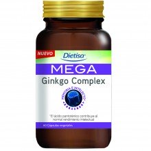 Dietisa - Mega Ginkgo Complex | Nutrition & Santé | 60 cápsulas | Ginkgo, Fosfatidilserina, Glutamina, Colina | Sistema Nervioso