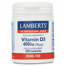 Vitamina D3 | Lamberts  | 120 comp de 400 IU (10 µgr)  | Inmunidad - Huesos y Dientes Sanos