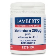 Selenio 200 µgr más Vitaminas A, C y E | Lamberts | 100 comps | sistema inmune – fertilidad masculina