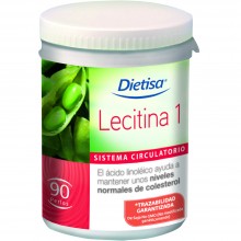 Dietisa - Lecitina-1 | Nutrition & Santé | 90 perlas | Lecitina de soja, aceite de girasol | Sistema Circulatorio